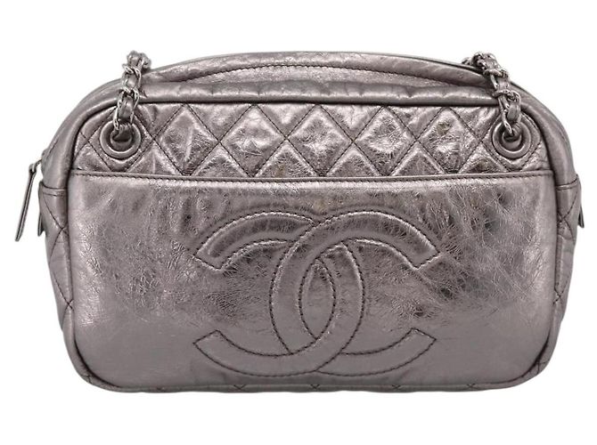 Borsa a tracolla CHANEL Matelasse COCO Mark Chain in pelle Argento CC Auth yk20943V - vista 2