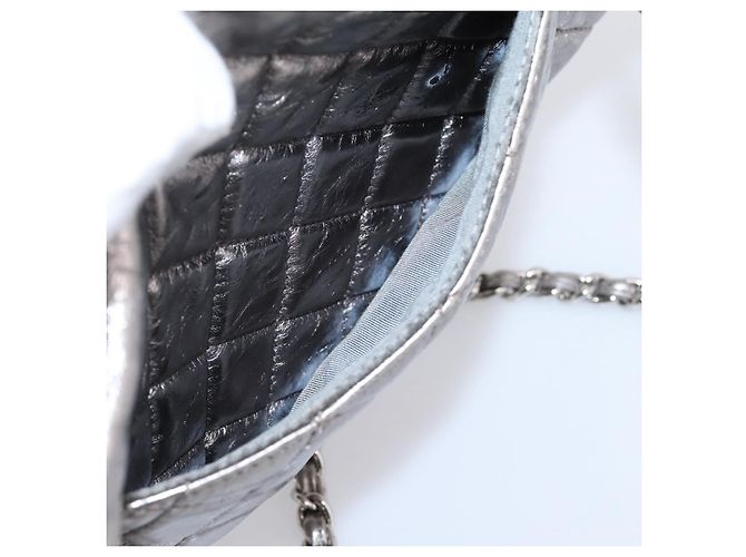 Borsa a tracolla CHANEL Matelasse COCO Mark Chain in pelle Argento CC Auth yk20943V - vista 24
