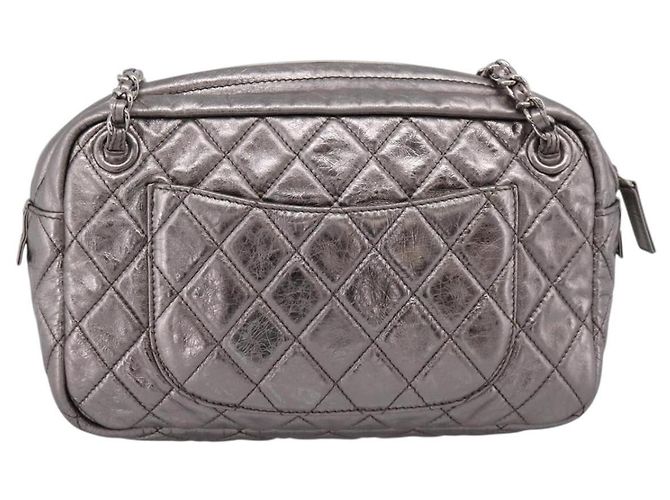Borsa a tracolla CHANEL Matelasse COCO Mark Chain in pelle Argento CC Auth yk20943V - vista 3