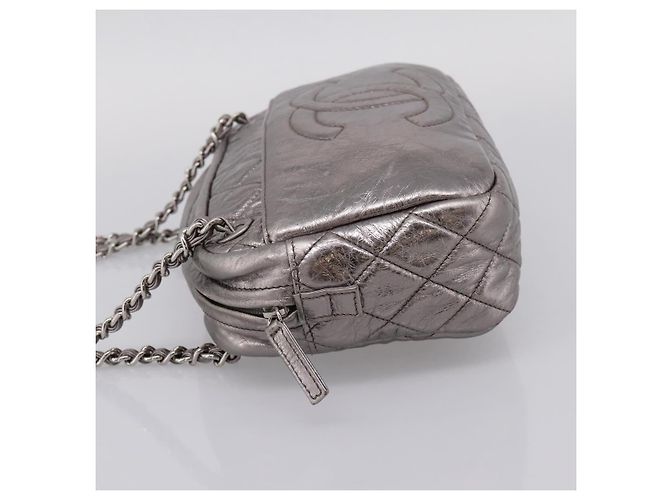 Borsa a tracolla CHANEL Matelasse COCO Mark Chain in pelle Argento CC Auth yk20943V - vista 4