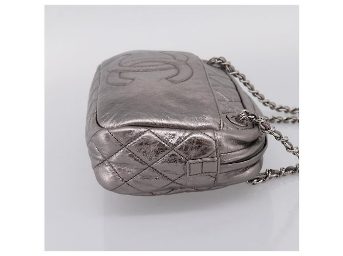 Borsa a tracolla CHANEL Matelasse COCO Mark Chain in pelle Argento CC Auth yk20943V - vista 5