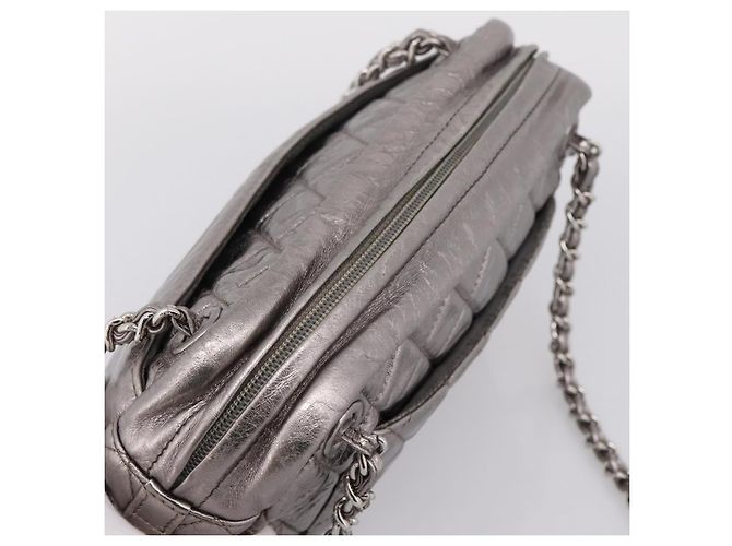Borsa a tracolla CHANEL Matelasse COCO Mark Chain in pelle Argento CC Auth yk20943V - vista 6