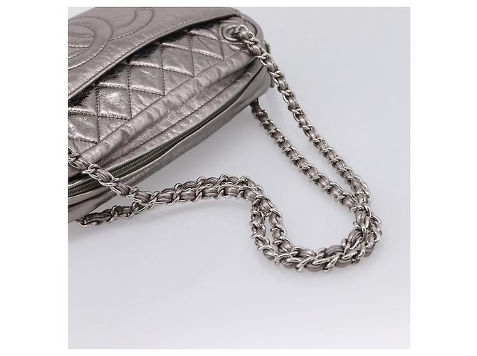 Borsa a tracolla CHANEL Matelasse COCO Mark Chain in pelle Argento CC Auth yk20943V - vista 7