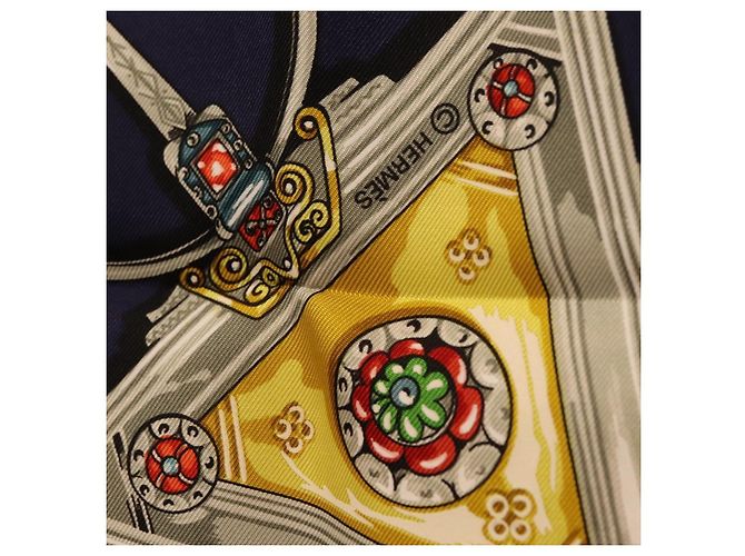 Hermès HERMES Carre 90 Scarf Silk Navy Auth 198381M Azul marino - vista 12