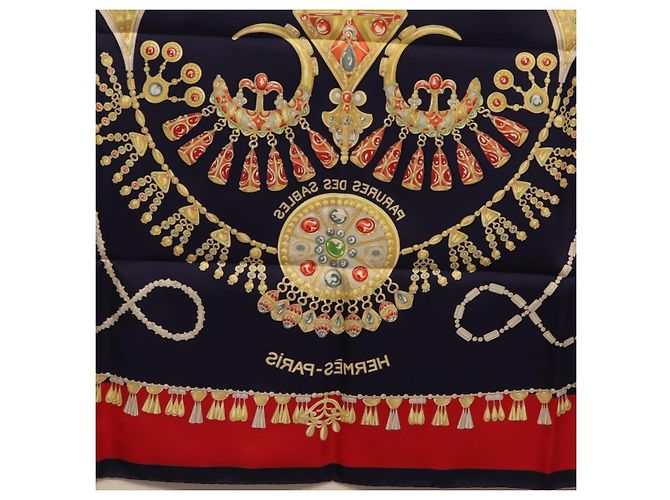 Hermès HERMES Carre 90 Scarf Silk Navy Auth 198381M Azul marino - vista 21