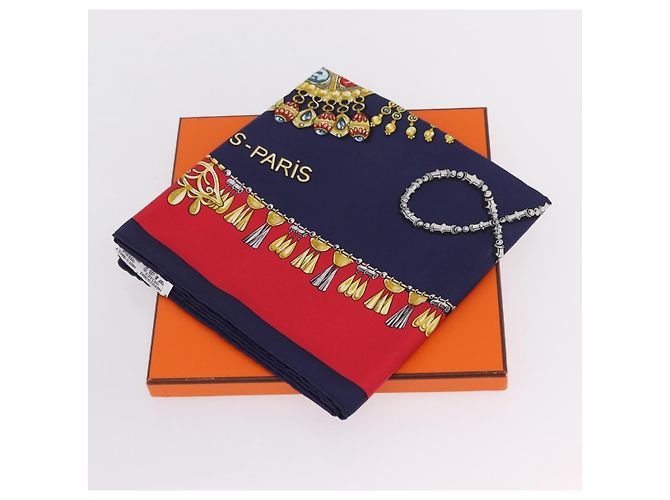Hermès HERMES Carre 90 Scarf Silk Navy Auth 198381M Azul marino - vista 24