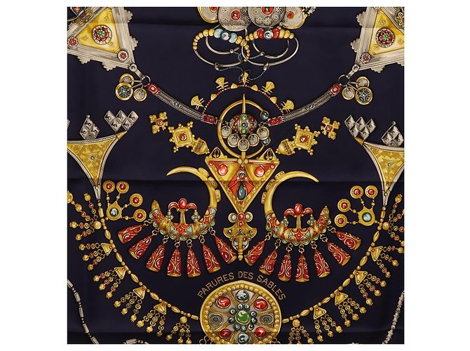 Hermès HERMES Carre 90 Scarf Silk Navy Auth 198381M Azul marino - vista 6