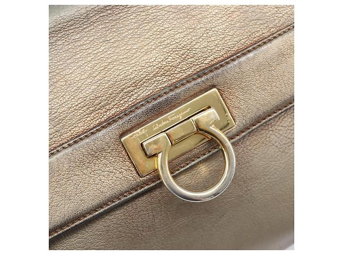 Borsa Salvatore Ferragamo Gancini in pelle 2way Gold Auth bs37237 D'oro - vista 21