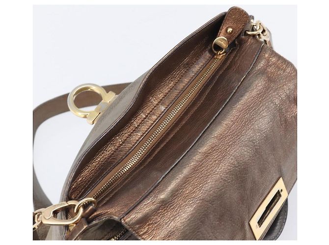 Borsa Salvatore Ferragamo Gancini in pelle 2way Gold Auth bs37237 D'oro - vista 24