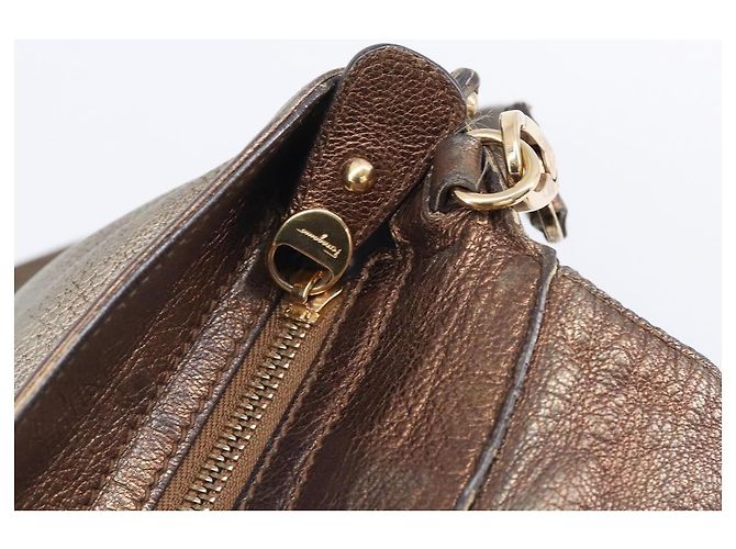 Borsa Salvatore Ferragamo Gancini in pelle 2way Gold Auth bs37237 D'oro - vista 25