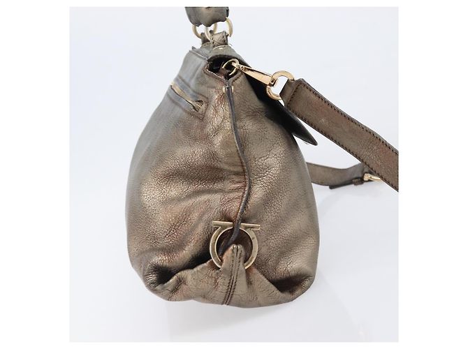Borsa Salvatore Ferragamo Gancini in pelle 2way Gold Auth bs37237 D'oro - vista 6