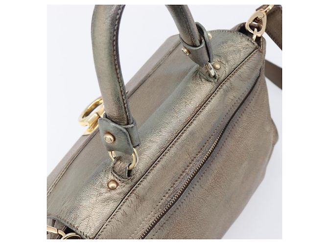 Borsa Salvatore Ferragamo Gancini in pelle 2way Gold Auth bs37237 D'oro - vista 7