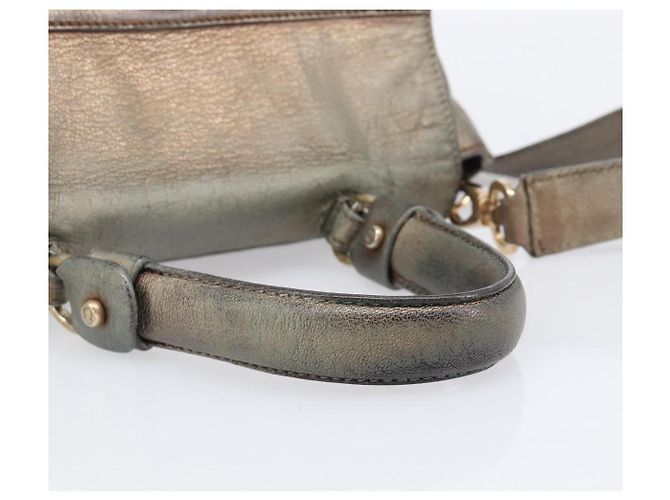 Borsa Salvatore Ferragamo Gancini in pelle 2way Gold Auth bs37237 D'oro - vista 8
