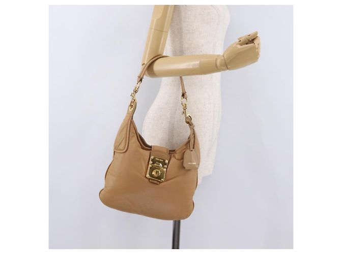 Borsa a tracolla Miu Miu in pelle beige e oro autentica 206041V D'oro - vista 29