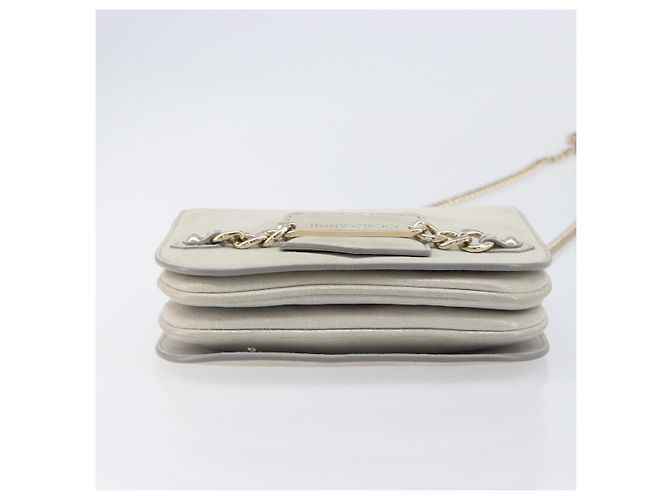 Borsa a tracolla con catena Jimmy Choo Pelle Silver Gold Auth 206104A Argento D'oro - vista 10