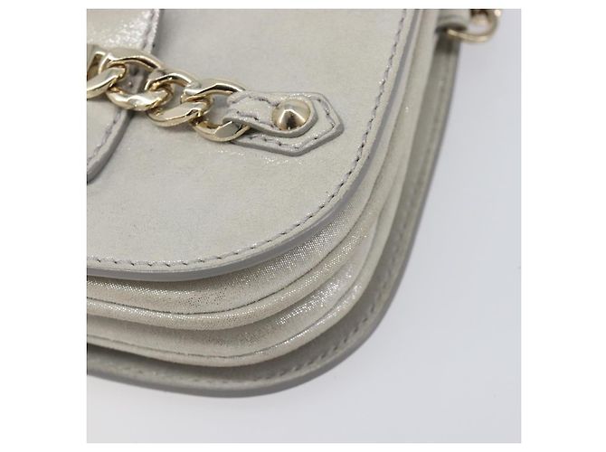 Borsa a tracolla con catena Jimmy Choo Pelle Silver Gold Auth 206104A Argento D'oro - vista 11