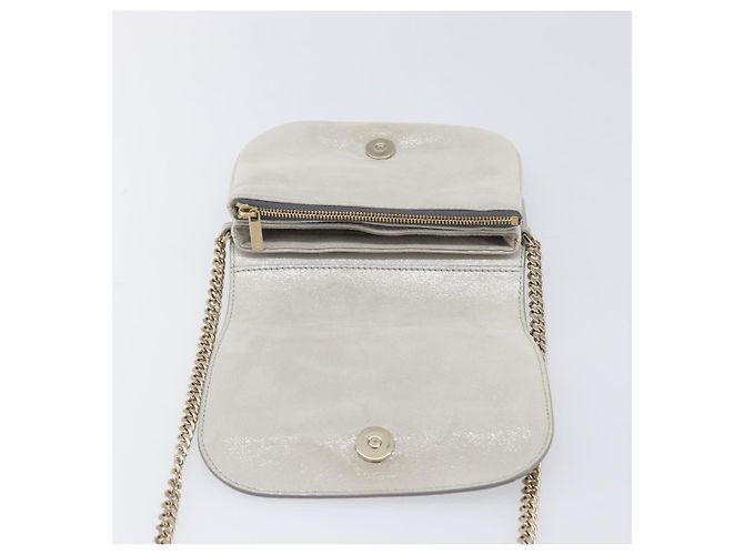 Borsa a tracolla con catena Jimmy Choo Pelle Silver Gold Auth 206104A Argento D'oro - vista 16