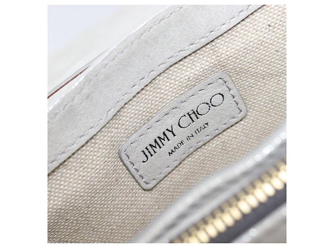 Borsa a tracolla con catena Jimmy Choo Pelle Silver Gold Auth 206104A Argento D'oro - vista 17
