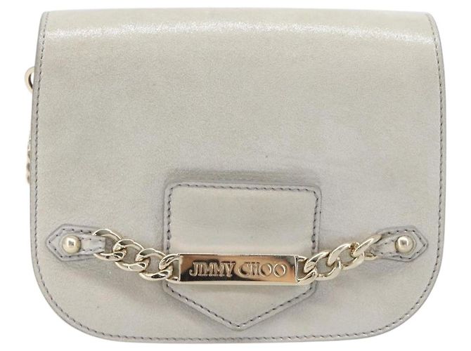 Borsa a tracolla con catena Jimmy Choo Pelle Silver Gold Auth 206104A Argento D'oro - vista 2