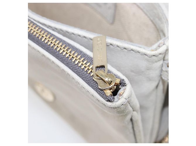 Borsa a tracolla con catena Jimmy Choo Pelle Silver Gold Auth 206104A Argento D'oro - vista 21