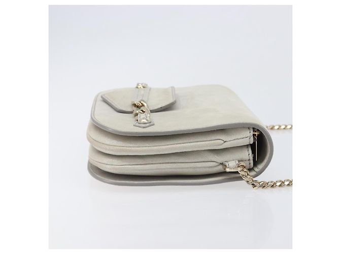 Borsa a tracolla con catena Jimmy Choo Pelle Silver Gold Auth 206104A Argento D'oro - vista 4