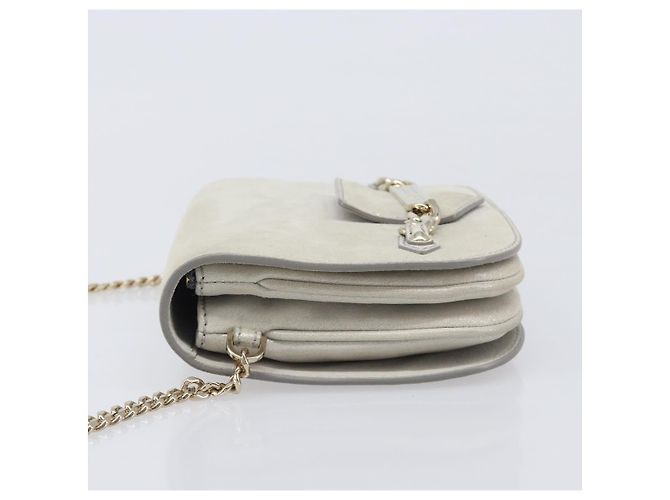 Borsa a tracolla con catena Jimmy Choo Pelle Silver Gold Auth 206104A Argento D'oro - vista 5