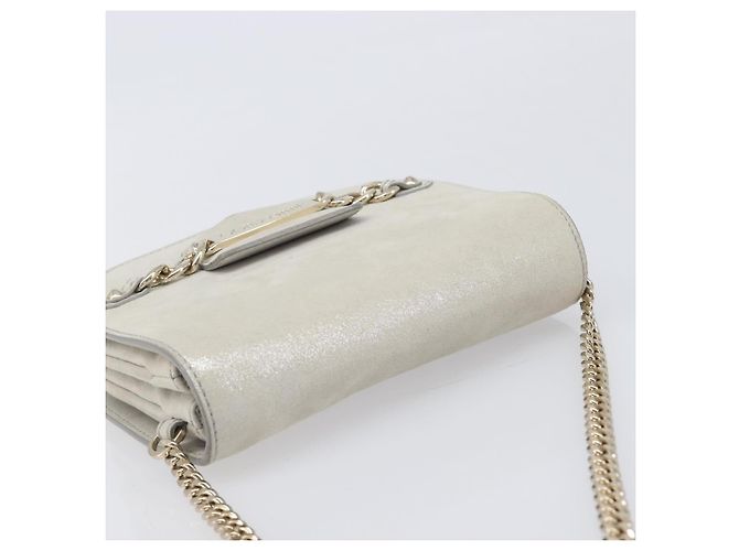 Borsa a tracolla con catena Jimmy Choo Pelle Silver Gold Auth 206104A Argento D'oro - vista 6
