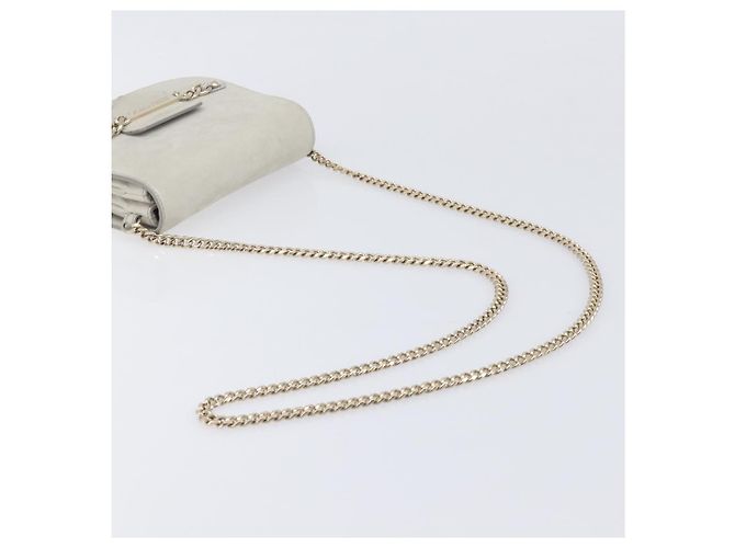 Borsa a tracolla con catena Jimmy Choo Pelle Silver Gold Auth 206104A Argento D'oro - vista 7