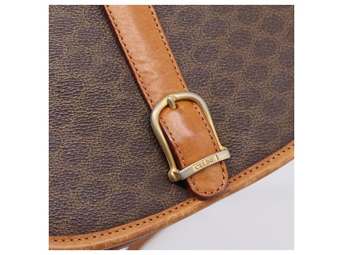 Céline Bolso de hombro CELINE Macadam Canvas PVC Leather Brown Gold Auth ep15969 Castaño Dorado - vista 14