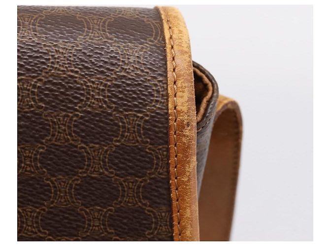 Céline Bolso de hombro CELINE Macadam Canvas PVC Leather Brown Gold Auth ep15969 Castaño Dorado - vista 15