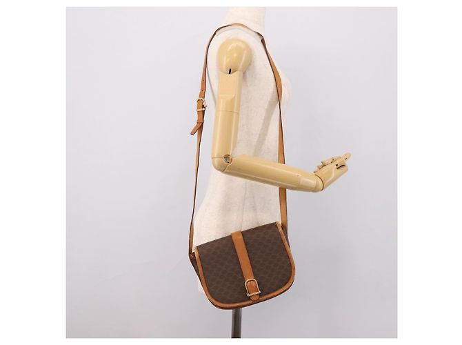 Céline Bolso de hombro CELINE Macadam Canvas PVC Leather Brown Gold Auth ep15969 Castaño Dorado - vista 26