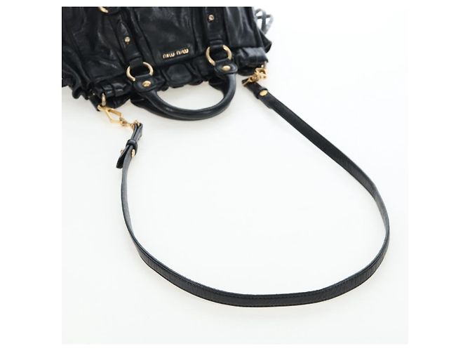 Borsa a mano Miu Miu Vitellolux 2way Black Gold Auth 205943V Nero D'oro - vista 10