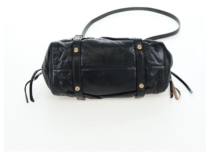 Borsa a mano Miu Miu Vitellolux 2way Black Gold Auth 205943V Nero D'oro - vista 13