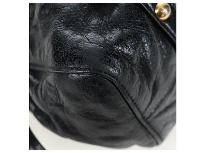 Borsa a mano Miu Miu Vitellolux 2way Black Gold Auth 205943V Nero D'oro - vista 15