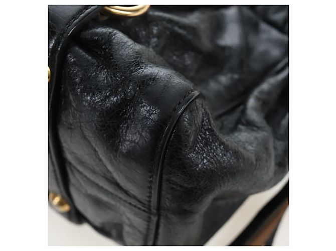 Borsa a mano Miu Miu Vitellolux 2way Black Gold Auth 205943V Nero D'oro - vista 16