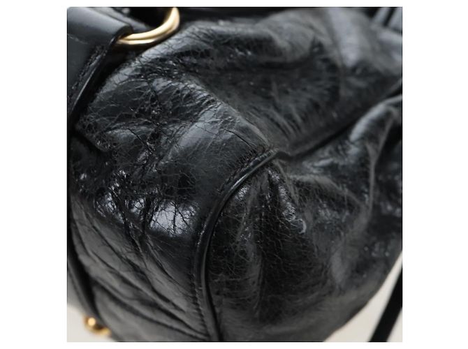 Borsa a mano Miu Miu Vitellolux 2way Black Gold Auth 205943V Nero D'oro - vista 18