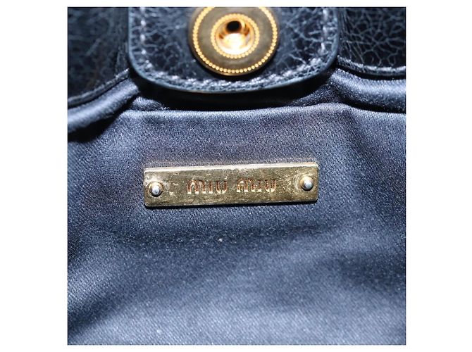 Borsa a mano Miu Miu Vitellolux 2way Black Gold Auth 205943V Nero D'oro - vista 20