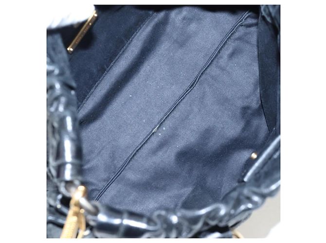 Borsa a mano Miu Miu Vitellolux 2way Black Gold Auth 205943V Nero D'oro - vista 21