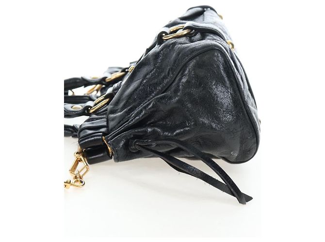 Borsa a mano Miu Miu Vitellolux 2way Black Gold Auth 205943V Nero D'oro - vista 4