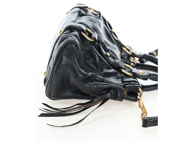 Borsa a mano Miu Miu Vitellolux 2way Black Gold Auth 205943V Nero D'oro - vista 5