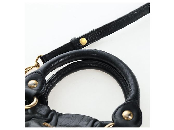 Borsa a mano Miu Miu Vitellolux 2way Black Gold Auth 205943V Nero D'oro - vista 9