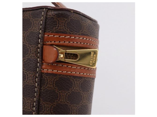 Céline CELINE Macadam Vanity Cosmetic Pouch PVC Brown Gold Tone Auth ki6896M Braun - Ansicht 15