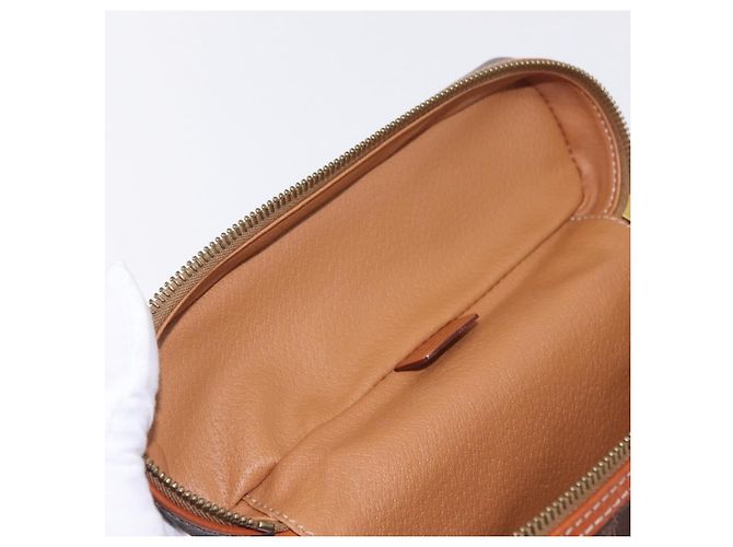 Céline CELINE Macadam Vanity Cosmetic Pouch PVC Brown Gold Tone Auth ki6896M Braun - Ansicht 18