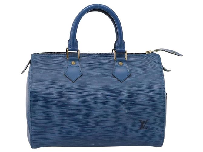 LOUIS VUITTON Epi Speedy 25 Hand Bag Toledo Blue M43015 LV Auth 206328 - vista 13