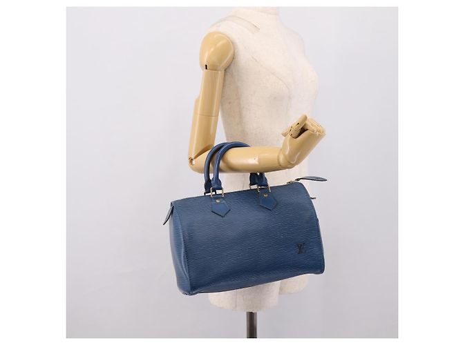 LOUIS VUITTON Epi Speedy 25 Hand Bag Toledo Blue M43015 LV Auth 206328 - vista 22