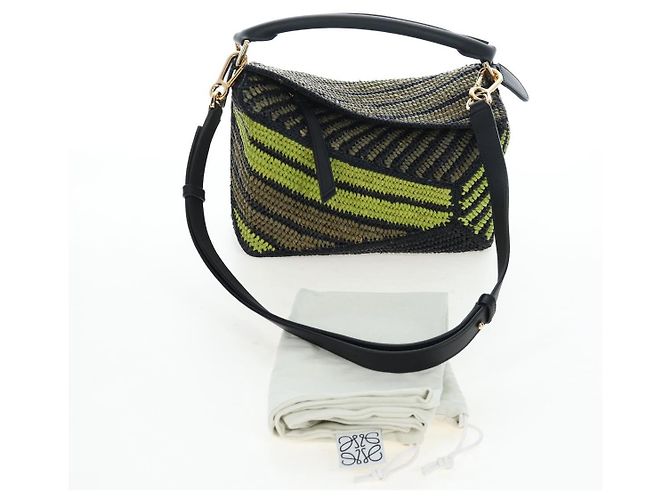 Borsa a mano LOEWE Puzzle Bag Small in pelle Verde Tono Oro Auth 167700SM - vista 12