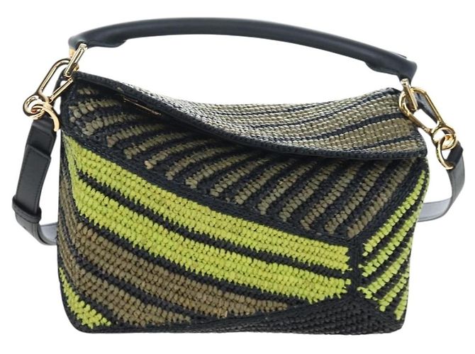 Borsa a mano LOEWE Puzzle Bag Small in pelle Verde Tono Oro Auth 167700SM - vista 13