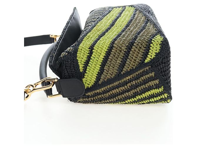 Borsa a mano LOEWE Puzzle Bag Small in pelle Verde Tono Oro Auth 167700SM - vista 3