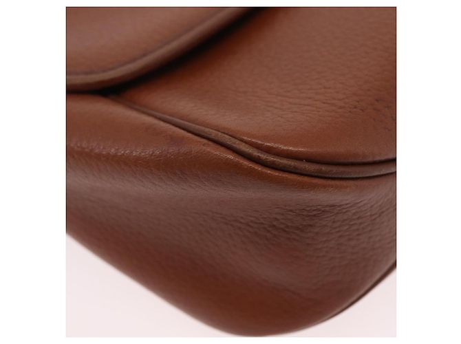 Bolsa de Ombro Burberrys em Couro Marrom Tom Dourado Auth BA16146 - vista 13