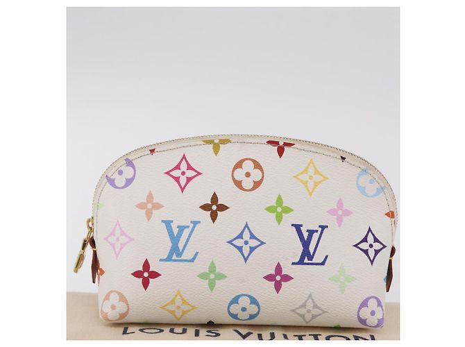 LOUIS VUITTON Monogram Multicolor Pochette Cosmetic PM White M47354 Auth mr3050V Bianco - vista 12